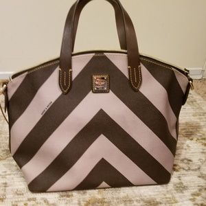 Dooney And Bourke Brown and Tan Chevron Satchel